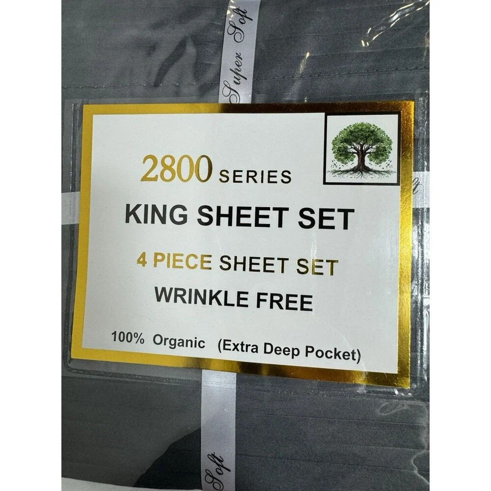 2800 Series 4-Piece King Sheet Set microfiber material Dark Gray Deep Pockets